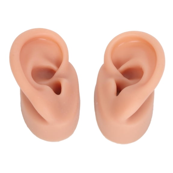 M Buder 3D Silicone Ear Model Dark Skin Tone Left and Right Pair Flexible Reusable Practice Training Props for Piercing Jewelry Display (2.6 inches / 6.5 cm)