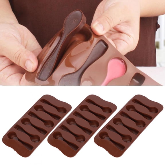 M Buder 3Pcs DIY Non-Stick Silicone Spoon-Shaped Cake Chocolate Baking Mold Kitchen Utensils Candy & Food-Grade Molds for Desserts, Baking, and Treats (8.3 x 4.3 in / 21.1 x 10.9 cm)