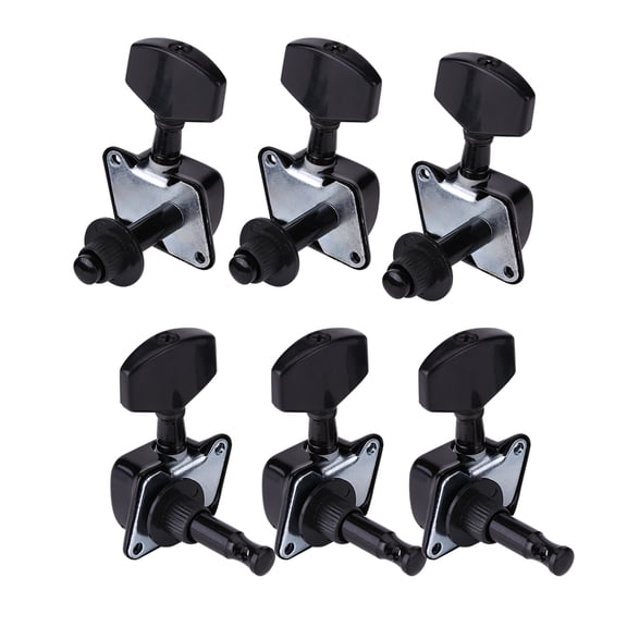 M Buder 3R 3L Semiclosed Metal Machine Heads String Tuning Key Pegs Tuners for Acoustic Folk Guitar Replacement Parts Easy Installation Anti-Rust Black