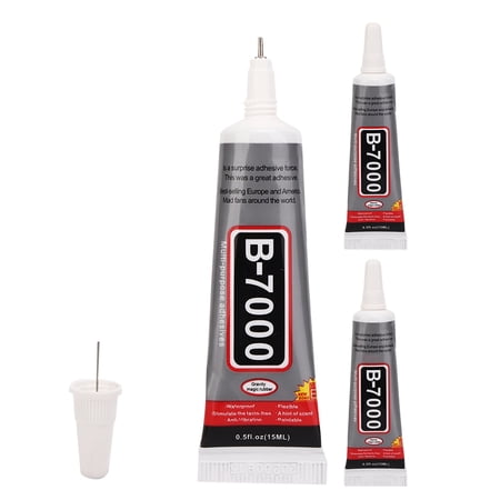 M Buder 3pcs 15ml / 0.5oz B-7000 Clear Glue Needle Tube Adhesive for Jewelry DIY Crafts Repair, Transparent Multi-Purpose Liquid Paste, Phone Screen Glass Bonding Agent, 45ml / 1.5oz Total