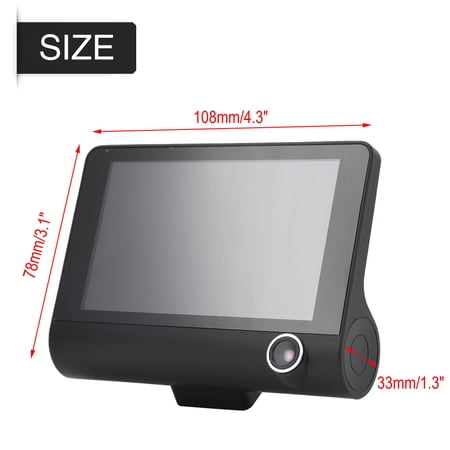 M Buder 4 Inch 1080P HD 3 Lens Car DVR Video Driving Recorder Dash Camera Rearview Camera Night Vision G-Sensor Loop Recording 4.0" IPS Screen