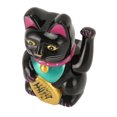 thumbnail image 1 of M Buder 4 Inch Solar Powered Feng Shui Lucky Fortune Cat with Waving Arm for Wealth and Good Luck Cute Desk Decor Figurine in Black (10.2 cm), 1 of 4