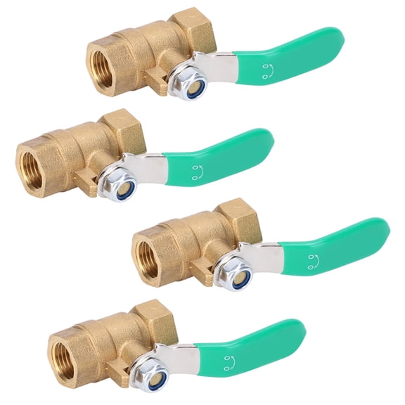 M Buder 4-Pack 1/4 Inch Female Thread Brass Ball Valve, Thickened Heavy Duty Shut-Off Switch for Water Pipe Plumbing Systems, Rust-Resistant Drain Valve (1/4 in / 6.35 mm) for Home Improvement