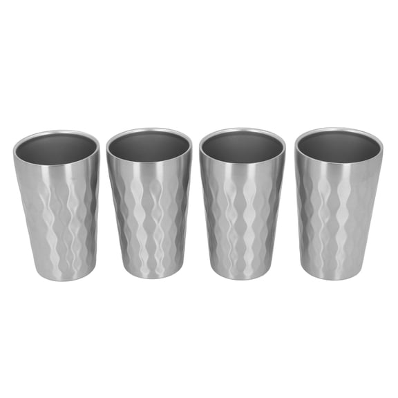 M Buder 4 Pcs 350ml (11.8 oz) Outdoor Camping Portable 304 Stainless Steel Water Mug Set Stackable Travel Mugs with Mesh Bag