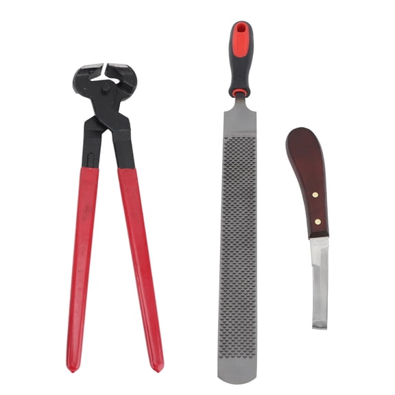 M Buder 4-Piece Farrier Hoof Repair Tool Kit Steel Double Sided File Trimmer Set for Horses Cattle Sheep Donkeys (15.75 inches / 40 cm)