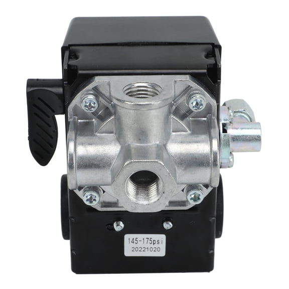 M Buder 4 Port Pressure Switch I R 23474653 A Adjustable Unloader Metal Replacement, 140-175 PSI, 1/4 inch NPT (4.33 inches / 11 cm)