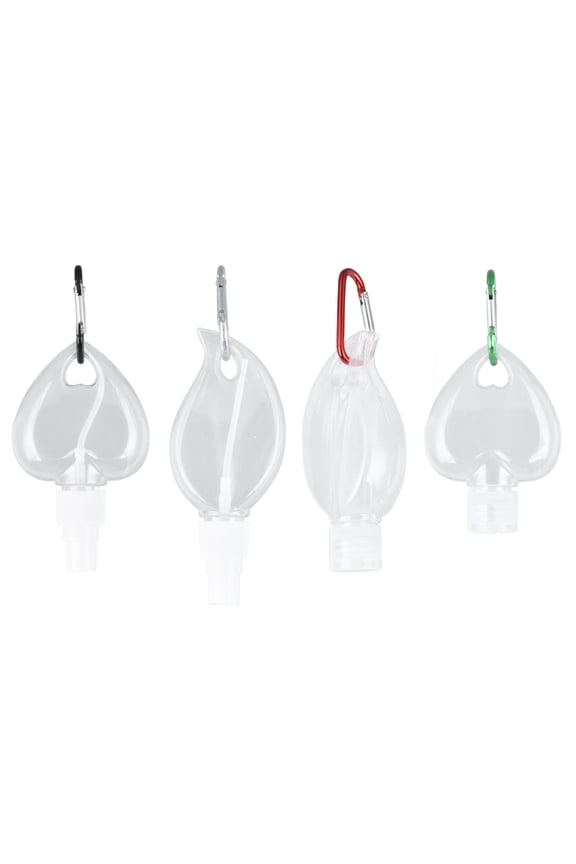 M Buder 4 Set Portable Travel Bottle with Keychain Leakproof Transparent Plastic Empty Squeeze Bottle 50ml / 1.7 oz for Toiletries Hand Sanitizer and Liquid Soap