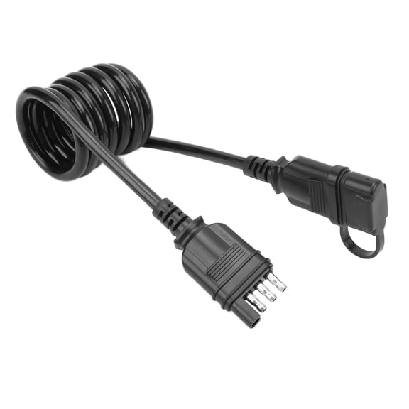 M Buder 4 Way Flat Trailer Extension Coiled Cable 4 Pin Wire Connector Flat Extension Harness Waterproof Spiral Cable for Trailers Heavy Duty Towing Wire (5ft / 1.5m)