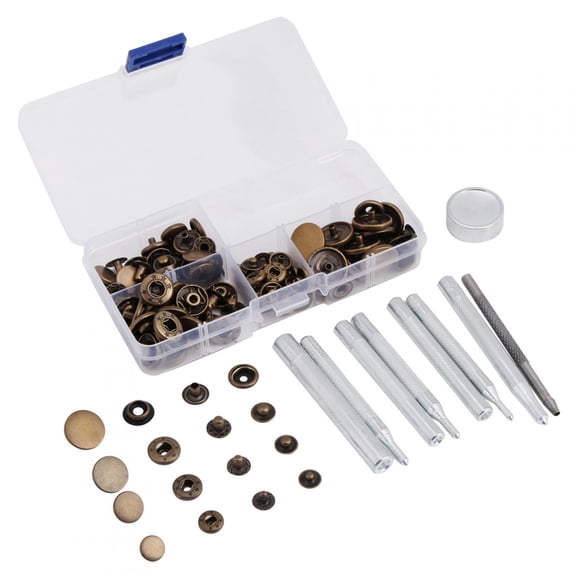 M Buder 40 Sets Brass Press Stud Snap Button Fasteners Bronze Color Popper Fastener with Setting Tools for Leather Jeans Clothes Repair Sewing Accessories DIY Craft