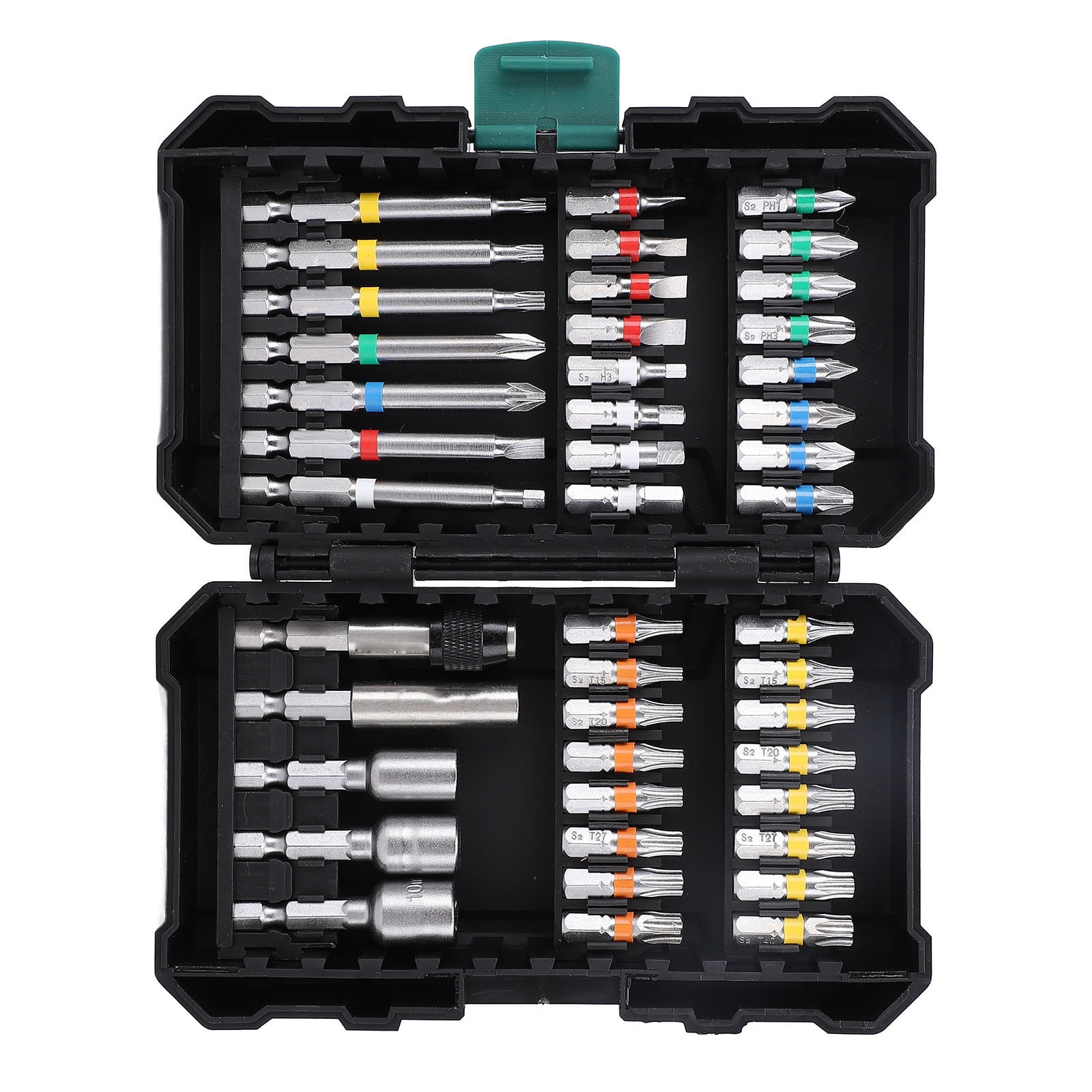 M Buder 44-Piece Magnetic Screwdriver Bit Set Alloy Steel Hex Star SL PZ 1/4 inch Impact Driver Bits with Flexible Shaft Angle Adapter Storage Box for Electric Drills (10.63 in / 27 cm)