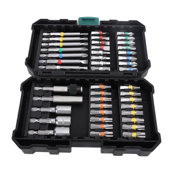 M Buder 45-Piece Impact Driver Bit Set Alloy Steel Magnetic Screwdriver Bits with Storage Box 2.36 inches / 60 mm Extension Rod For Industrial Repair