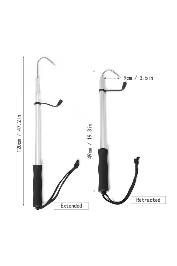 47.2 inches / 120 cm Telescopic Stainless Steel Ice Fishing Gaff Outdoor Sea Fishing Spear
