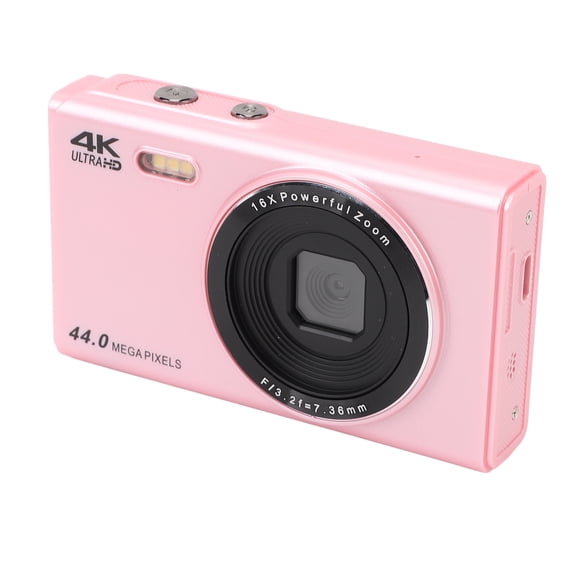 M Buder 4K Digital Camera for Teens Kids 44MP 16X Digital Zoom Autofocus Anti Shake 2.4 Inch Screen Pocket Compact Camera for Photography Travel Vlogging Pink [cite: 24]