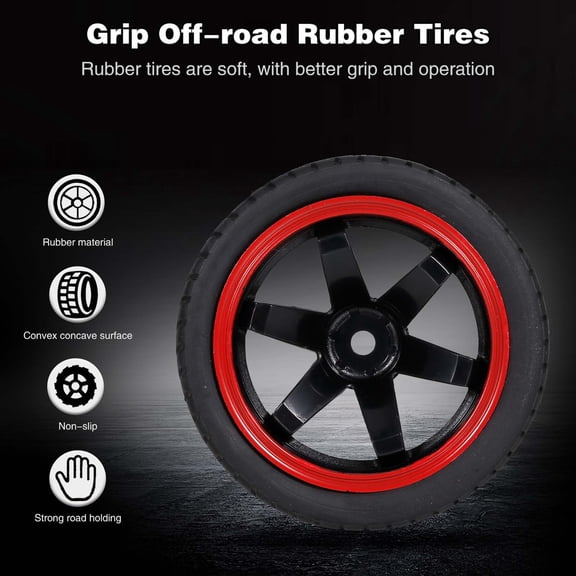 M Buder 4PCS 1/10 Rubber Tire RC Racing Car Tires For HSP Redcat Traxxas HPI RC Car Part Diameter 2.56 inches / 65 mm Tires Replacement Accessories for Flat Car[cite: 1]
