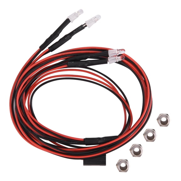 M Buder 4PCS Headlights RC Accessory LED Lights for Model Drift Car, 2 White & 2 Red RC Headlight Set with 27.6 inches / 70 cm Wire Length
