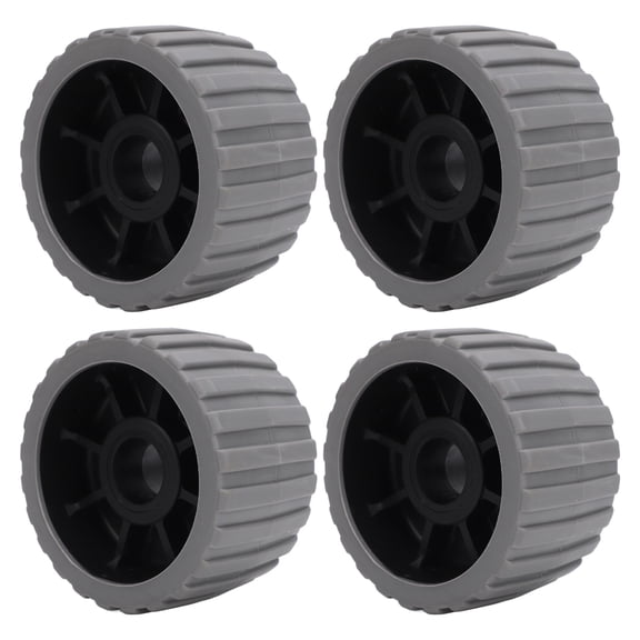 M Buder 4PCS Polyurethane Trailer Wobble Rollers High Temp Resistant Ribbed Marine Roller for Boat Trailers 4.92 inches / 125 mm Gray