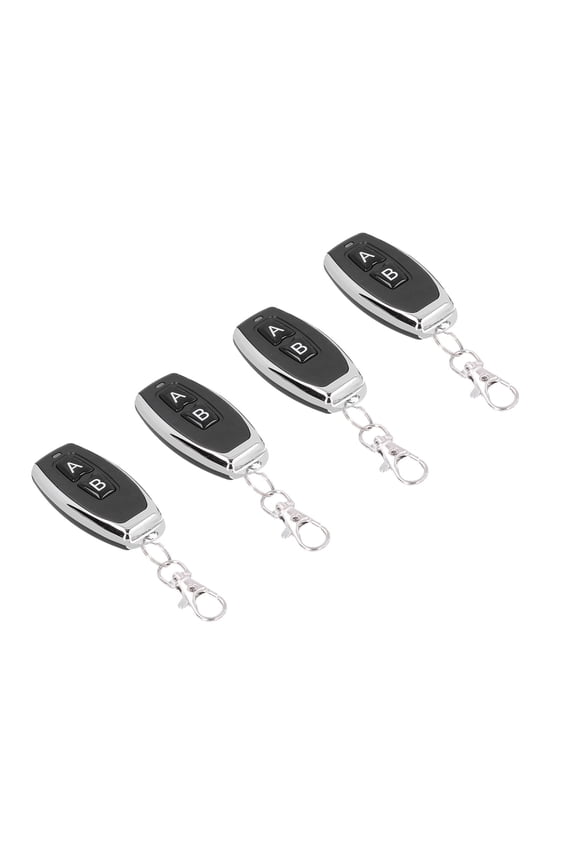 4PCS Wireless Remote Control Switch Metal Keychain Black for Garage Door 12V 433MHz (2.75 in / 7 cm)