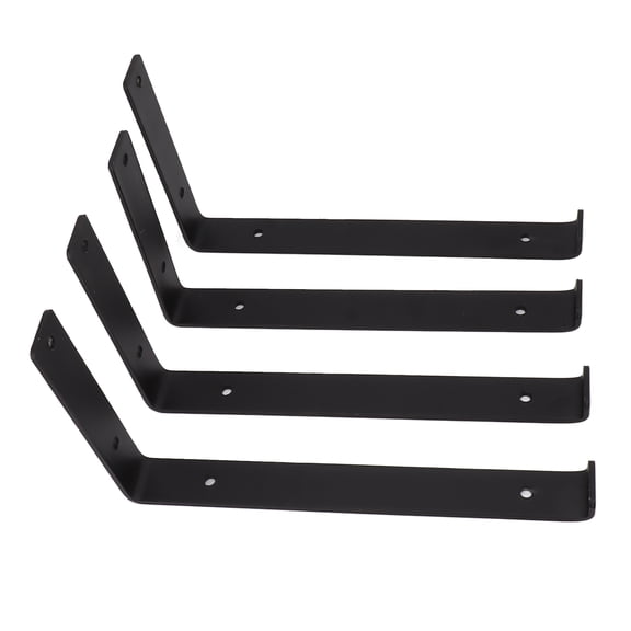 M Buder 4Pcs 11.8in L Shelf Brackets Premium Metal Hardware Easy Mount Strong Load Bearing Wall Floating L Brackets for Pantry Office Garage Display - 11.8 inches / 30 cm Black