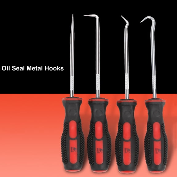 M Buder 4Pcs Automotive Oil Seal Metal Hooks Rubber O-Ring Removal Pick Set Car Screw Driver Hobby Tool for Vehicle Repair Maintenance Assorted Picks Set