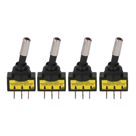 M Buder 4Pcs Toggle Switch ON OFF Red LED Illuminated Car Auto Rocker Switch 3pin 12mm 20A DC12V