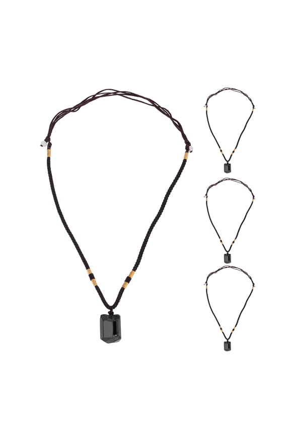 4Pcs Tourmaline Pendant Necklace Sweater Chain Adjustable Cord Cloth Accessory