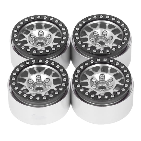 M Buder 4pcs 1.9 Inch RC Beadlock Rims Aluminum Alloy Wheel Hubs for Axial SCX10 90046 AXI 03007 1/10 RC Crawler Silver 1.2 in / 3.1 cm Width
