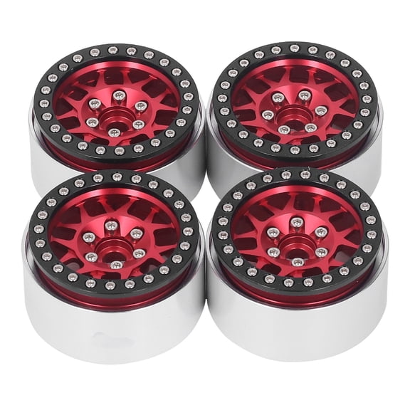 M Buder 4pcs 1.9 Inch RC Beadlock Wheel Hubs Aluminum Alloy Rims for REDCAT MST 1/10 RC Crawler Red 1.2 in / 3.1 cm Width