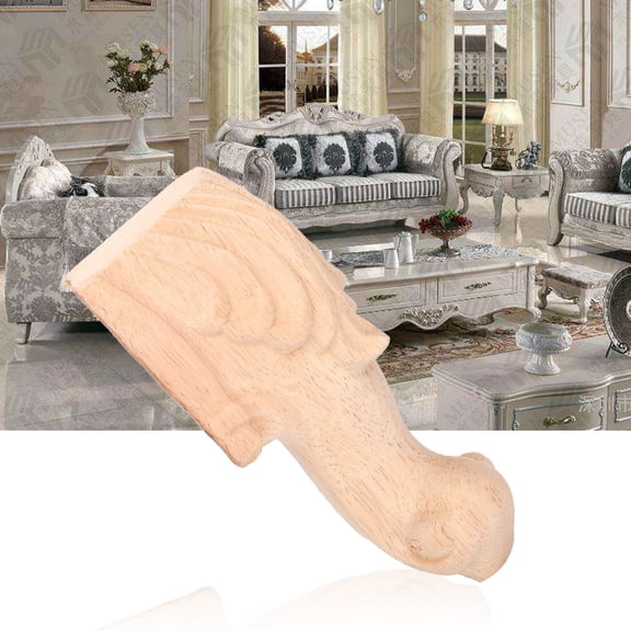 M Buder 4pcs Carved Wood Cabinet Legs European Style Table Foot Sofa Feet Furniture Replacement Leg Set (5.9 inches / 15 cm) for Home Improvement and DIY Decor