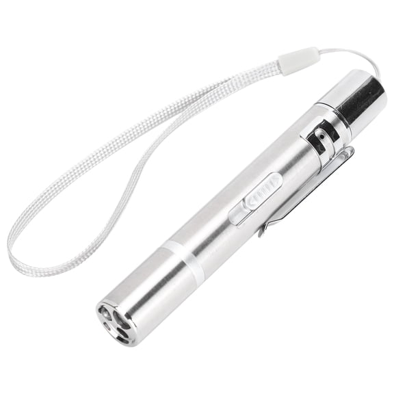M Buder 5 in 1 Cat Teaser Light Pointer USB Rechargeable Interactive Chase Toy Mini Flashlight for Indoor Cats Exercise Training, Stainless Steel 4.4 inches / 11.2 cm