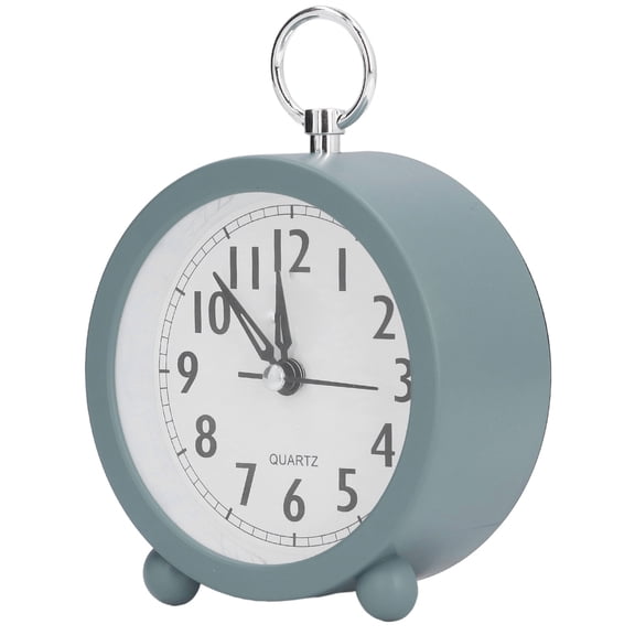 M Buder 5.31-Inch Round Table Clock Mediterranean Style Silent Ticking Loud Alarm High Accuracy Desk Clock for Bedroom Office