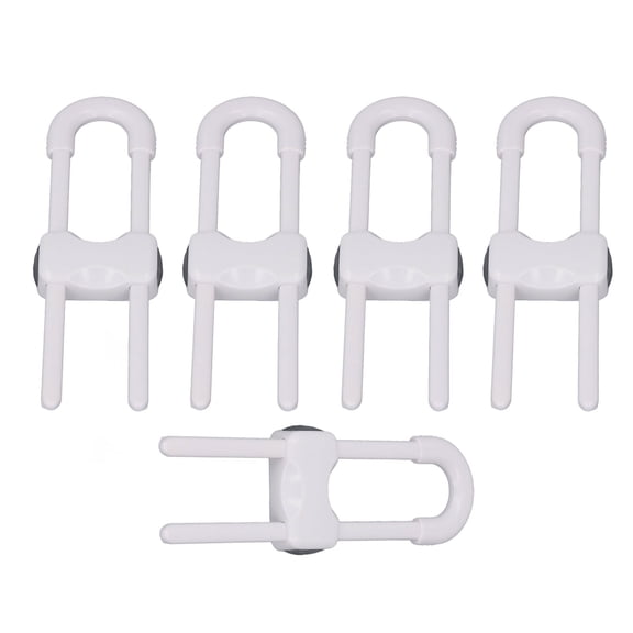 M Buder 5-Piece Baby Safety U-Shaped Cabinet Locks for Toddler Childproofing, Adjustable Sliding Door and Drawer Handle Latch for Home Kitchen Protection, White (5 Inches / 12.7 cm)