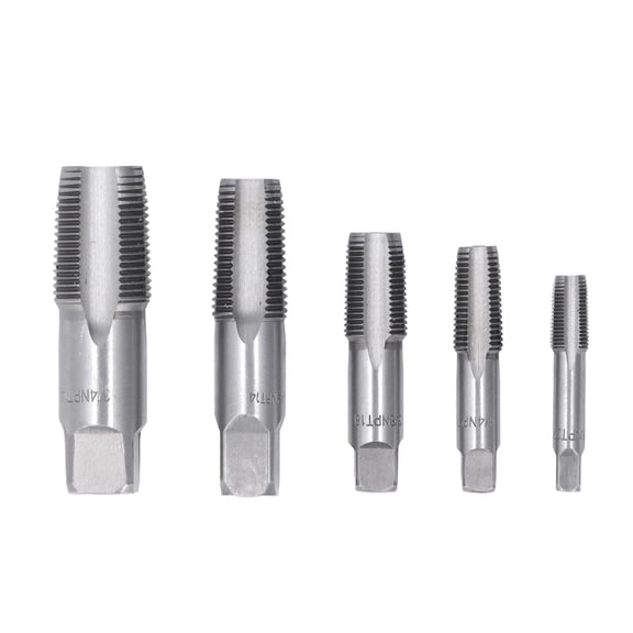 M Buder 5 Piece NPT Pipe Tap Set Carbon Steel Threading Plumbing Tool Kit Sizes 3/4 1/2 3/8 1/4 1/8 Inch (19mm 12.7mm 9.5mm 6.3mm 3.1mm) with Storage Case for Clean Precise Threads