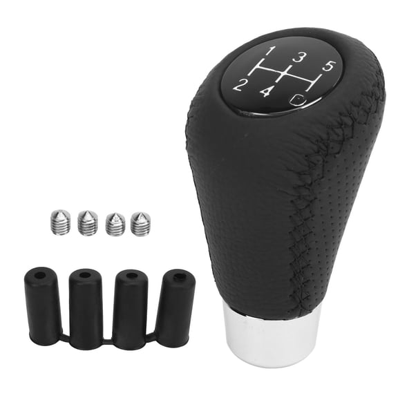 M Buder 5 Speed Gear Shifter Head Genuine Leather Knob Universal Manual Car Black Line
