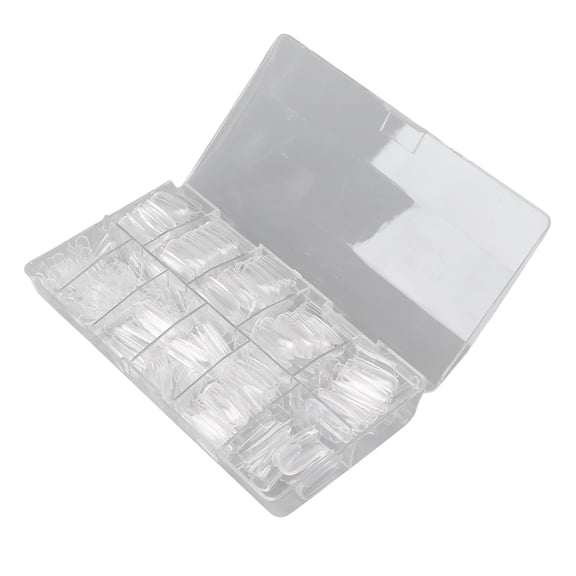 M Buder 500 Pieces Clear Square False Nail Tips, Transparent Full Cover Artificial Fake Nails Set for Home DIY and Professional Salon, Lightweight Plastic Material for Women (7.08 inches / 18.00 cm)