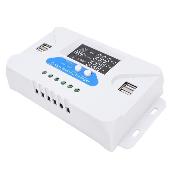 M Buder 50A Solar Charge Controller, Self Adapting 12V/24V PWM Intelligent Solar Panel Regulator with 4 USB Output for Solar Street Lights and Home Battery Systems (19.00 x 11.00 x 5.00 inches)
