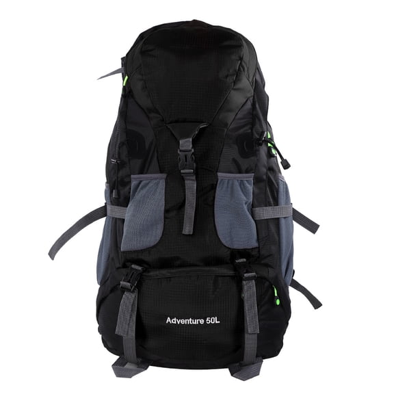 M Buder 50L Waterproof Backpacking Backpack for Camping Climbing Outdoor Travel Hiking, Large Capacity Sports Daypack with Ergonomic Breathable Back Panel, Black, 22x14.2x9.1 in / 56x36x23 cm