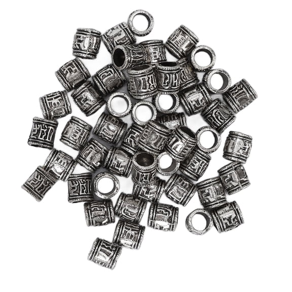 M Buder 50pcs Beard Beads DIY Vintage Alloy Hair Braiding Dreadlocks Hair Tube Beads for Men Women (Length: 2.36 inches / 6 cm, Weight: 0.35 oz / 10 g) Premium Accessories Set