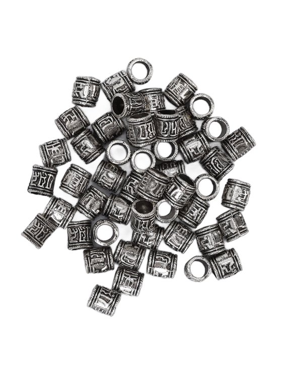 50pcs Beard Beads DIY Vintage Alloy Hair Braiding Dreadlocks Hair Tube Beads for Men Women (Length: 2.36 inches / 6 cm, Weight: 0.35 oz / 10 g) Premium Accessories Set