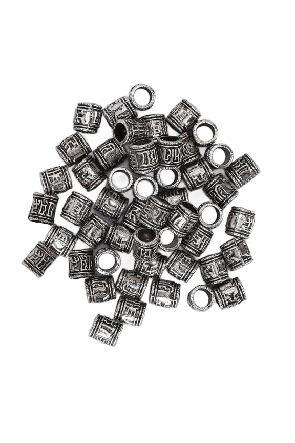 50pcs Beard Beads DIY Vintage Alloy Hair Braiding Dreadlocks Hair Tube Beads for Men Women (Length: 2.36 inches / 6 cm, Weight: 0.35 oz / 10 g) Premium Accessories Set