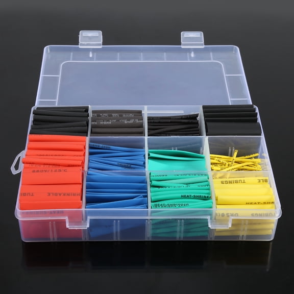 M Buder 530 Pcs Heat Shrink Tubing Set, 2:1 Ratio Polyolefin Wrap Cable Sleeves, Halogen-Free Flame Retardant Wire Connection Kit for Automotive & DIY (1.77 inches / 45 mm Length, Assorted Colors)