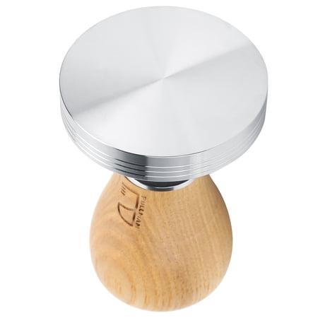 M Buder 58mm Stainless Steel Flat Coffee Tamper Height Adjustable Wood Handle Espresso Hammer Tool for Baristas, 2.3 x 3.3 inches / 58 x 85 mm, Light Wood