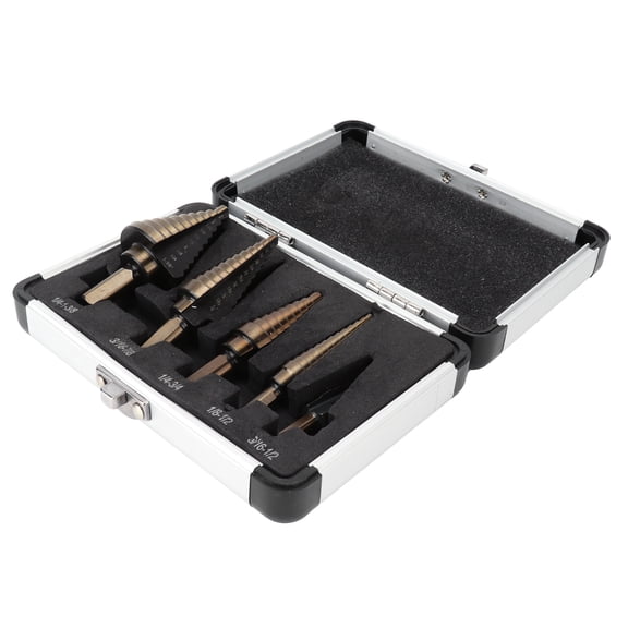 M Buder 5PCS Step Drill Bit Set, High Speed Steel with Cobalt Coated Metric Straight Flute Conic Hole Cutter Core Drill Bits Tools for Sheet Metal Steel Plate Drilling (1/4 to 1-3/8 Inches / 6-35mm)