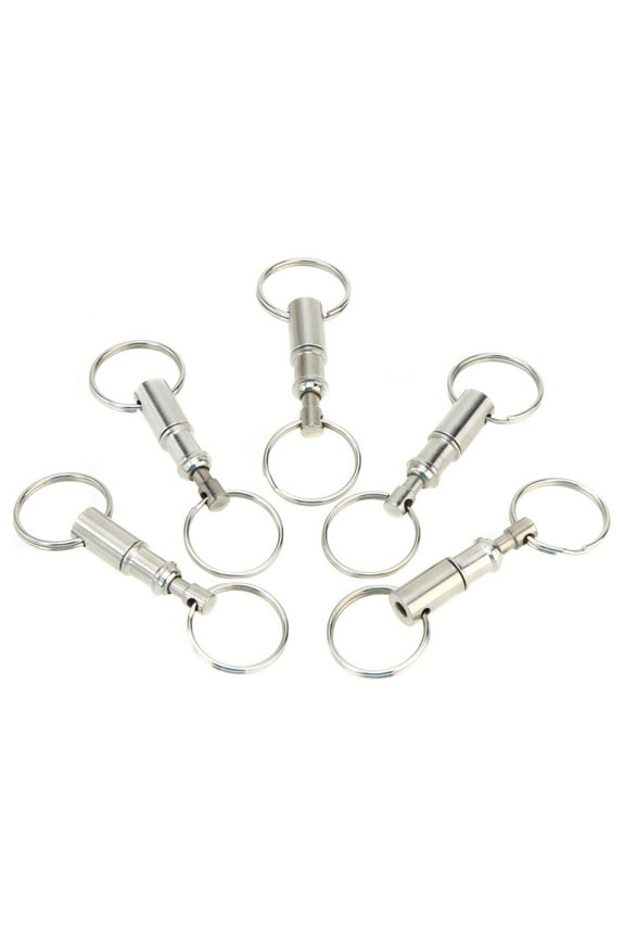 5Pcs Premium Quick Release Pull-Apart Key Removable Handy Keyring Detachable Keychain Accessory with Two Split Rings, 3.15 inches / 8 cm