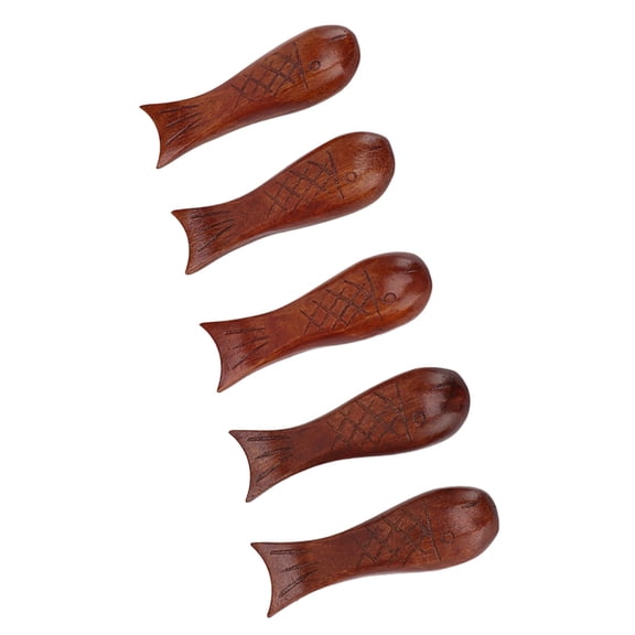 M Buder 5Pcs Wooden Fish Shape Chopstick Rest Stand Rack Spoon Fork Knife Holder, Rosewood (3.54 inches / 9 cm)