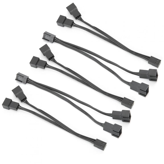 M Buder 5pcs Fan Splitter Cable 1 to 2 Converter 3pin Female to Male Extension Power Cable for Computer Components, 5.5 inches / 14 cm Length, PVC Insulation, 26AWG Conductor, Black Color