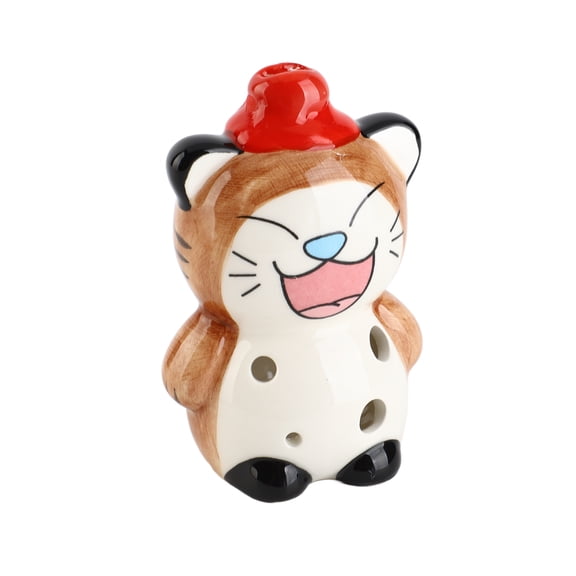 M Buder 6 Holes Ceramic Ocarina Cute Animal Style Musical Instrument with Lanyard Music Score for Music Lover and Learner Brown