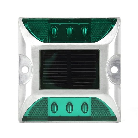 M Buder 6 LED Solar Power Ground Marker Lights, Waterproof Outdoor Driveway Road Stud Lamp for Garden Walkway Dock (Green Steady On, 2 Pack) - 4.7x4.7x1.9 inches / 12x12x5 cm
