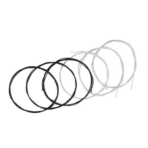 M Buder 6-Piece Classical Guitar Strings Set, Nylon Core Silver-Plated Copper Wound, Normal Tension, Black and Clear, .028-.043 Gauges, Acoustic Stringed Instrument Replacement Accessories
