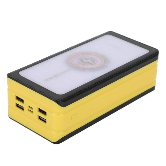 M Buder 60000mAh Solar Power Bank with 66 LEDs & 4 USB Ports, Portable Solar Charger Power Pack for Outdoor Camping, Mountaineering, and Emergency Preparedness, Yellow (7.48 inches / 19 cm)