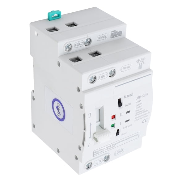 M Buder 63A Double Power Automatic Transfer Switch 110V DIN Rail ATS Mini Generator Changeover Selector Switch 2P